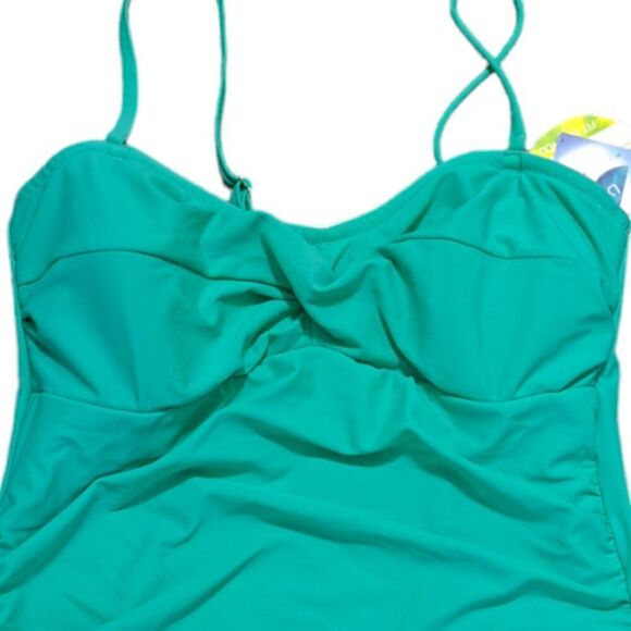 Croft & Barrow Women's Aqua Tankini Travel Vacation Beach Top Sz 10 - Picture 3 of 6